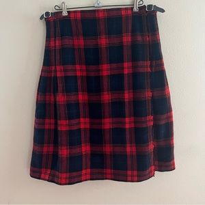 Pitlochry Vintage Wool Wrap Skirt, Red/Navy Plaid, Size 20 (see note below)